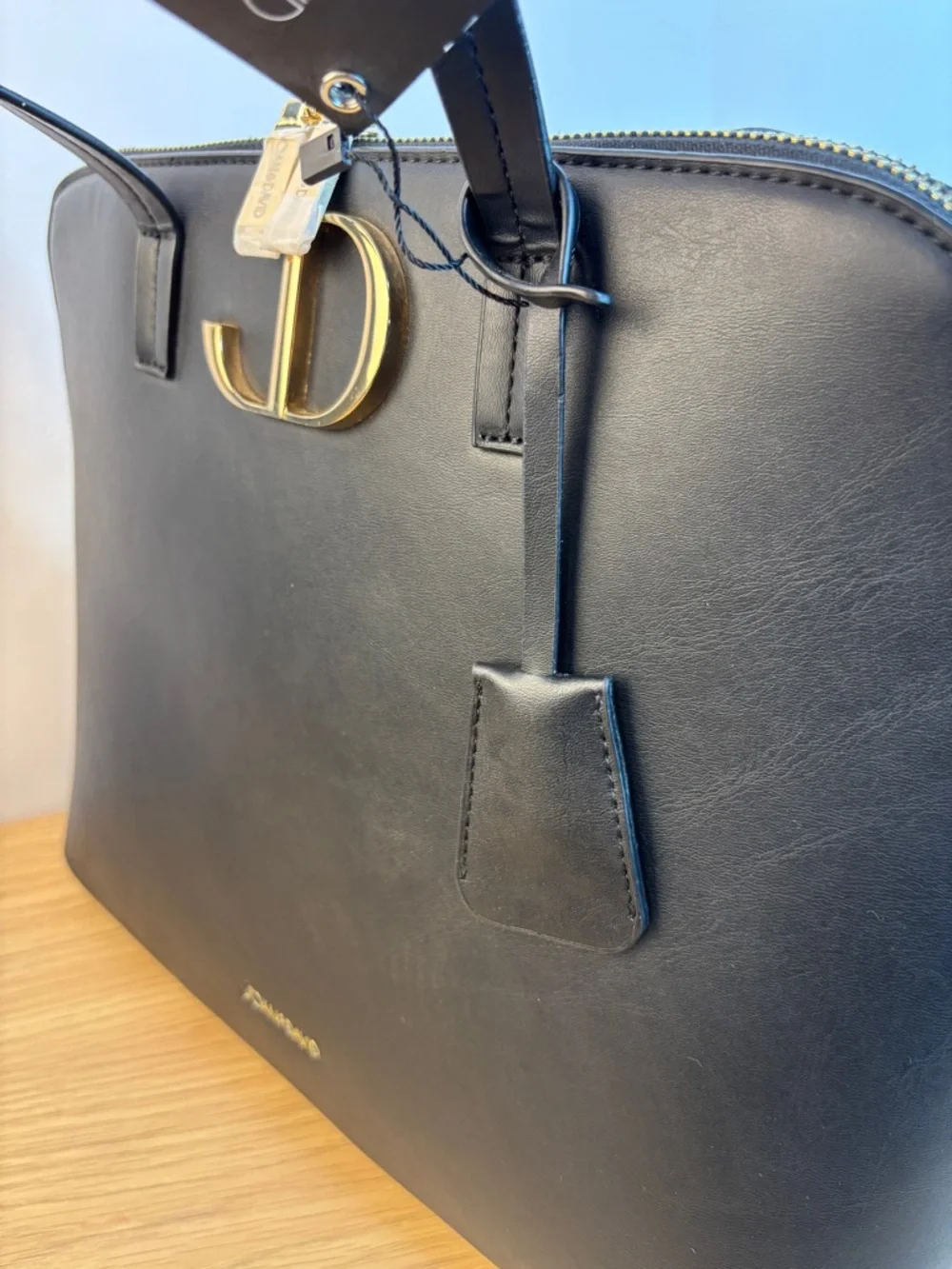 Joan &‎ David Black Leather Dome Satchel NWT
